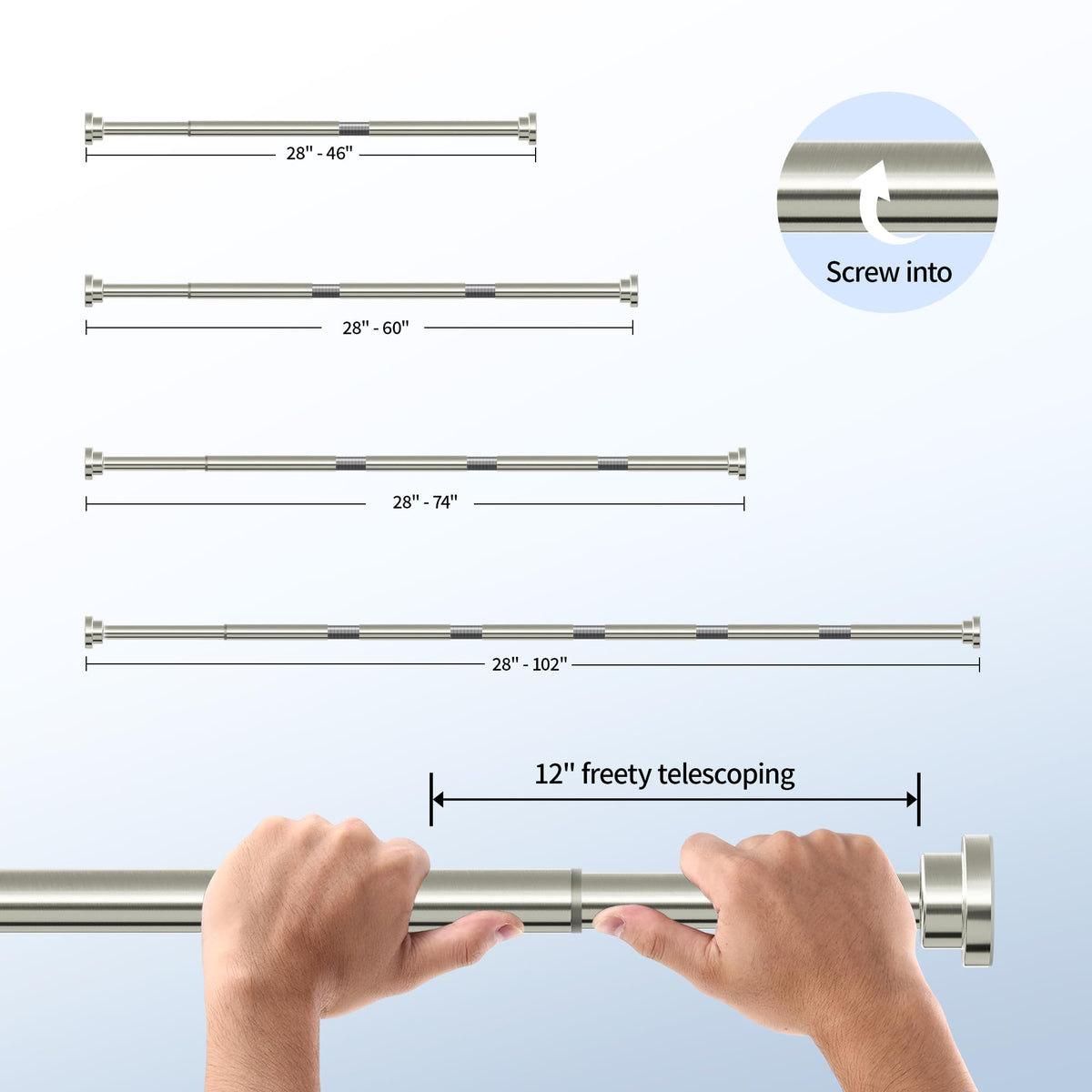 Mcrbeay shower rod sturdy-connection ensures smooth curtain movement.