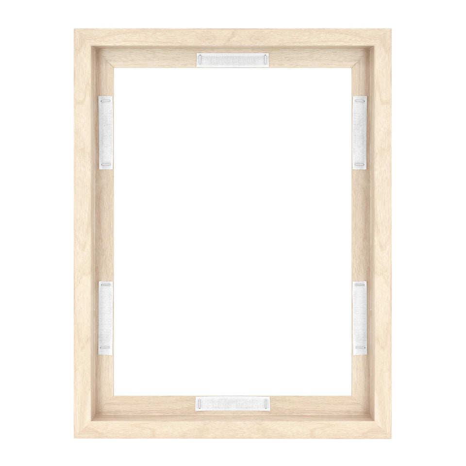 MCS canvas float frame 12x16 front view with natural woodgrain for gallery-ready canvases.