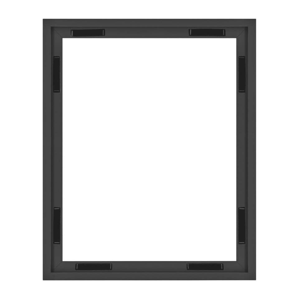 MCS canvas float frame 16x20 in black finish highlights artwork on a modern display