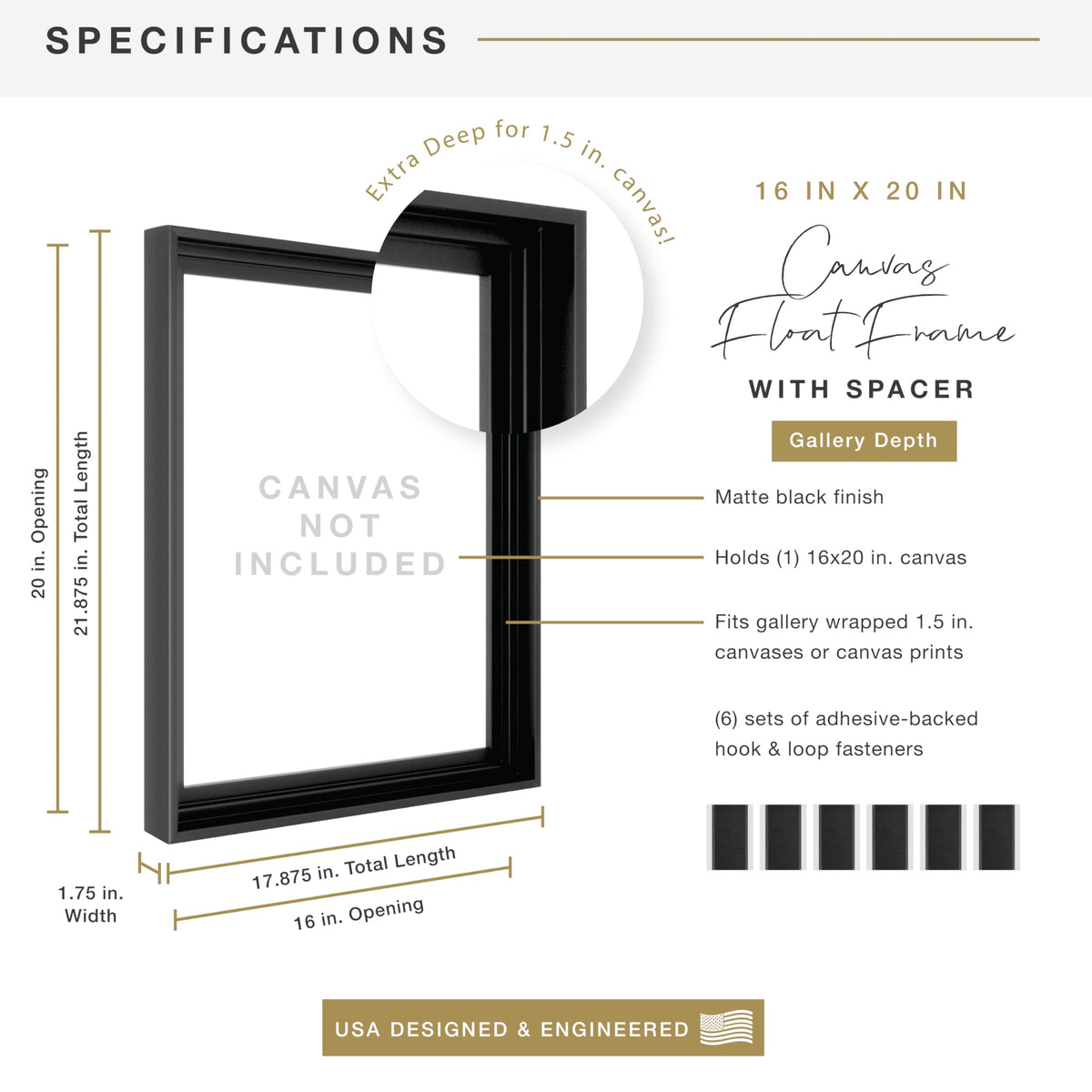 MCS Canvas Float Frame depth detail emphasizes the floating canvas effect.