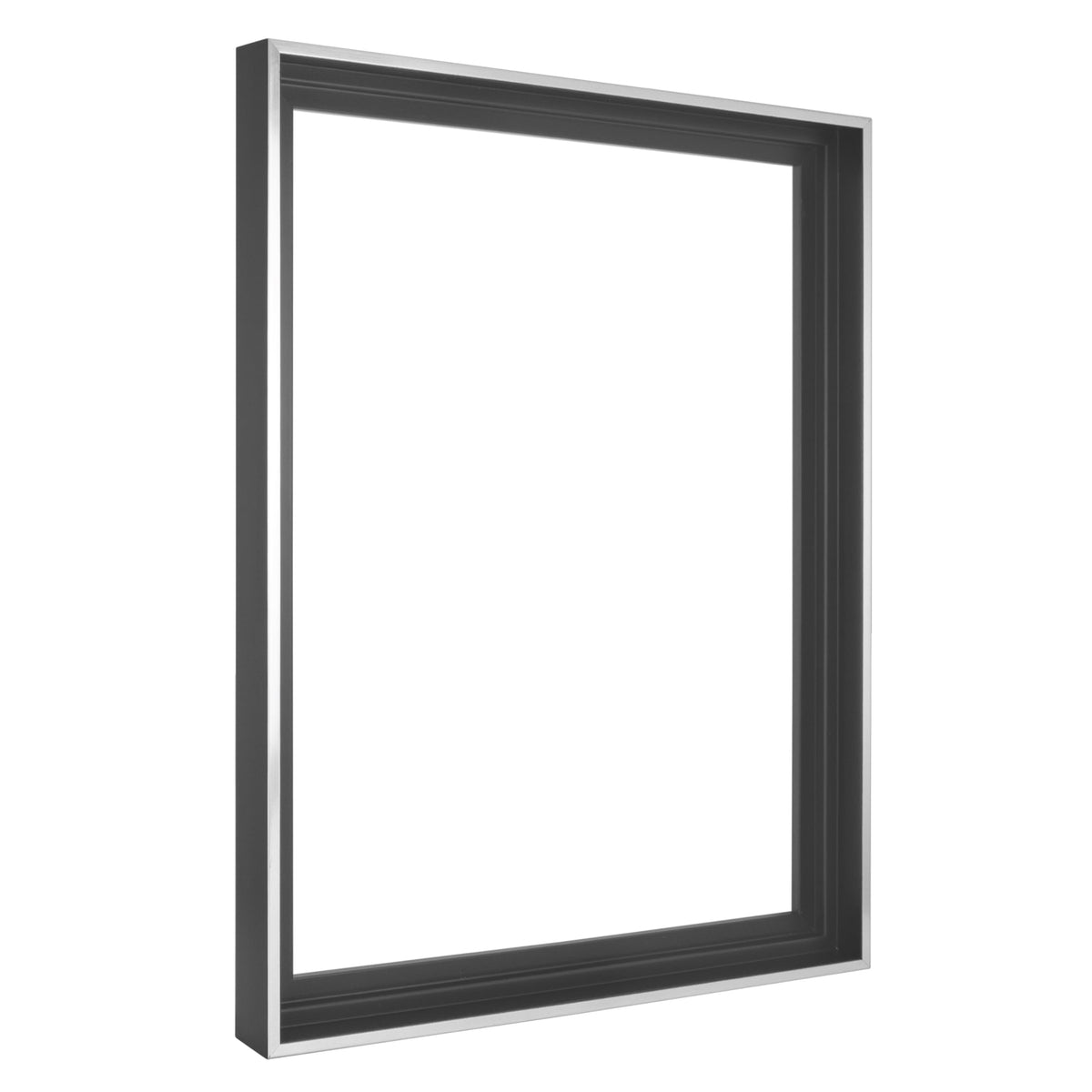 MCS canvas float frame 18x24 black-silver front view supports easy tool free art swapping.