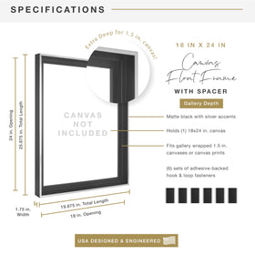 MCS canvas float frame 18x24 vertical-hang view enables vertical display orientation.