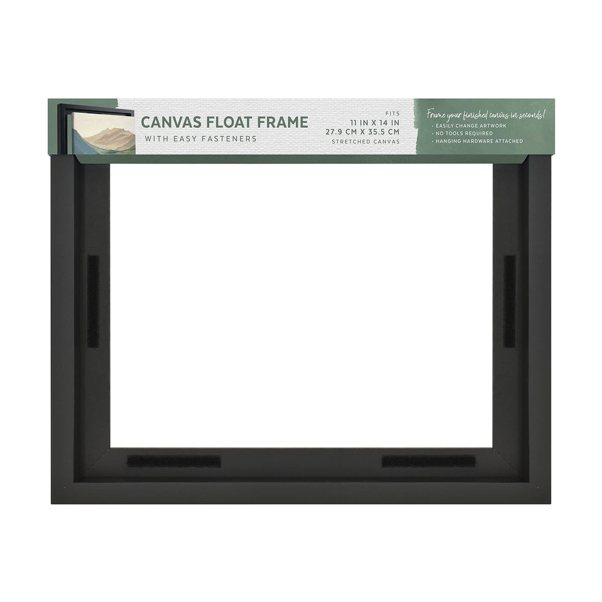 MCS Canvas Float Frames 11x14 front view with Velcro mounting for easy setup.