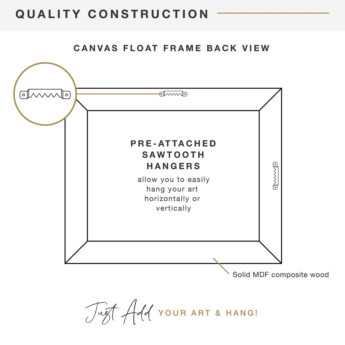 MCS Canvas Float Frames 11x14 packaging highlights adhesive included for canvas mounting.