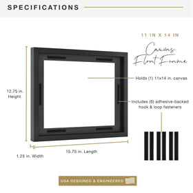 MCS Canvas Float Frames 11x14 with Velcro mounting kit for tool-free setup.