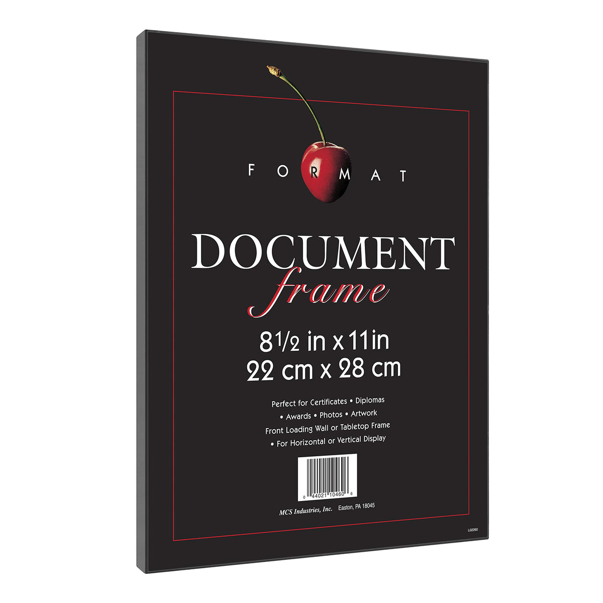 MCS Format frame with polished-edge glass protects diplomas clearly