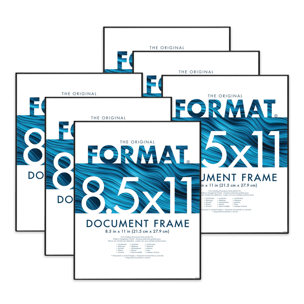 MCS Format 8.5x11 black frame front view with sleek matte finish for diplomas