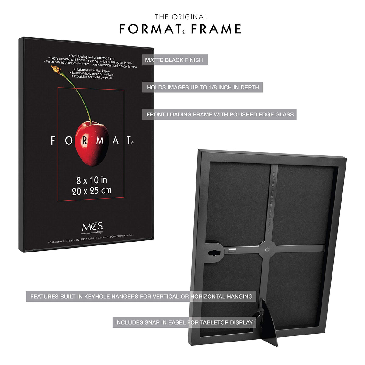 MCS Format 8x10 frame easel back enables tabletop display