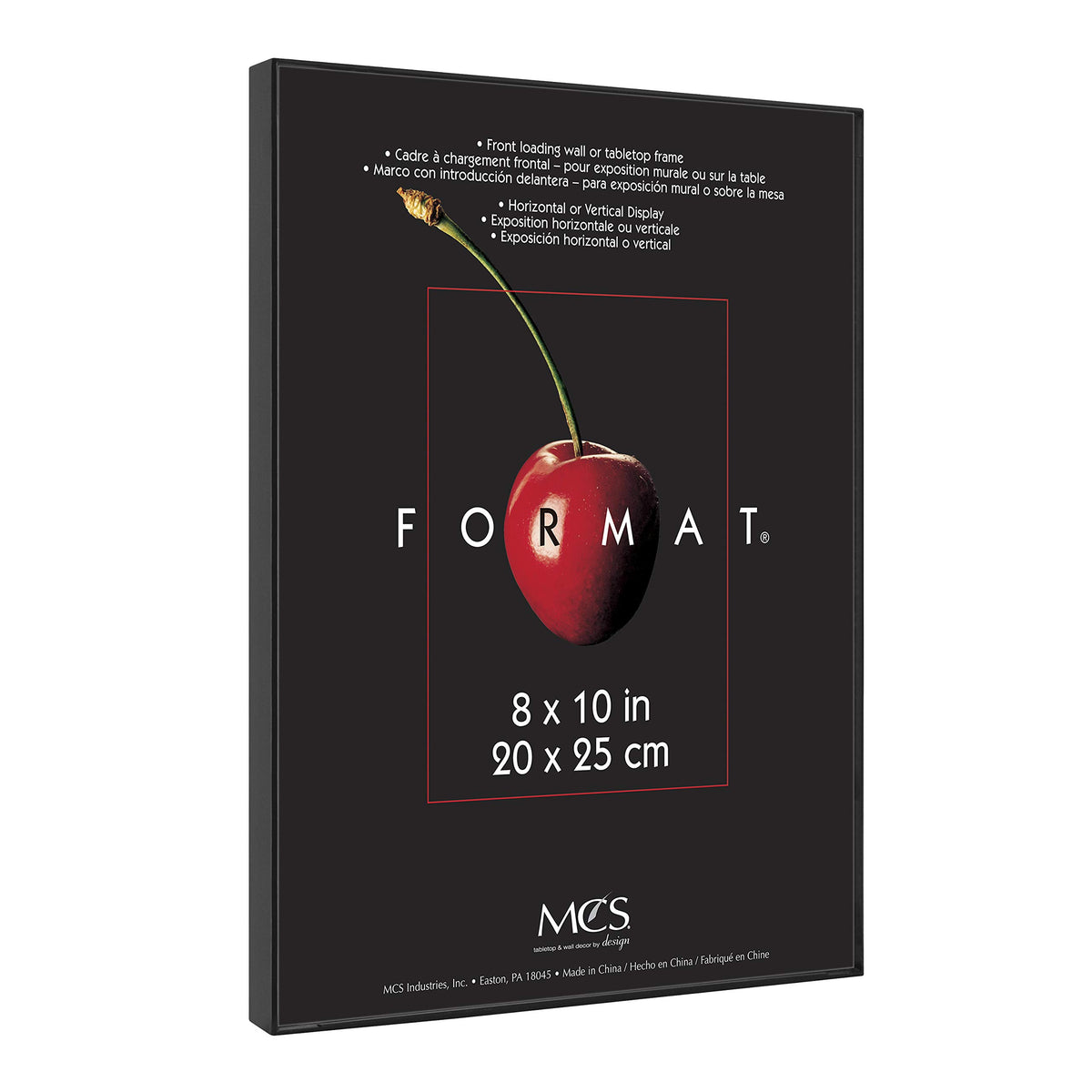 MCS Format 8x10 frame side view with hanging keyhole for easy wall mounting