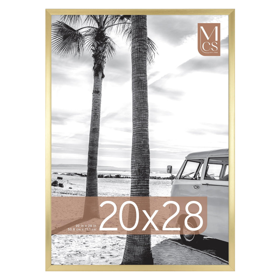 MCS Foundation 20x28 brass frame with plexi front protects posters from dust.