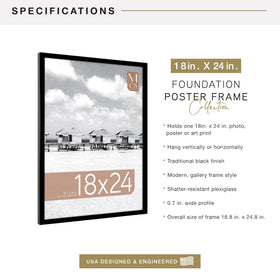 MCS Foundation black profile frame with 0.8 inch depth for modern decor