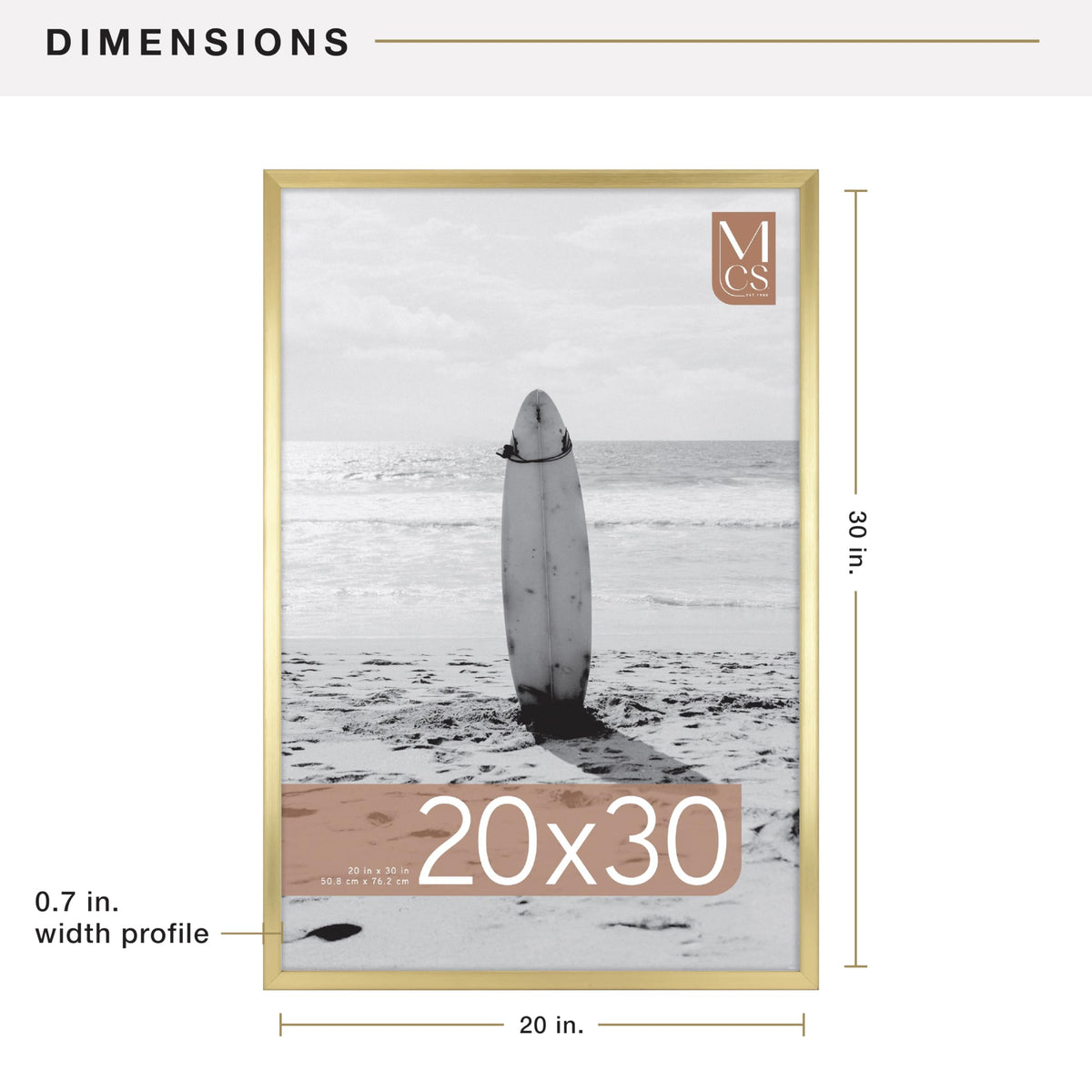 MCS Foundation brass finish offers contemporary styling for posters and prints.