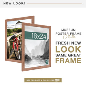 MCS Museum Frame woodgrain front view highlighting plexi protection and clear visibility