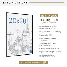 MCS Original Poster Frame 20x28 front view with clear styrene protection