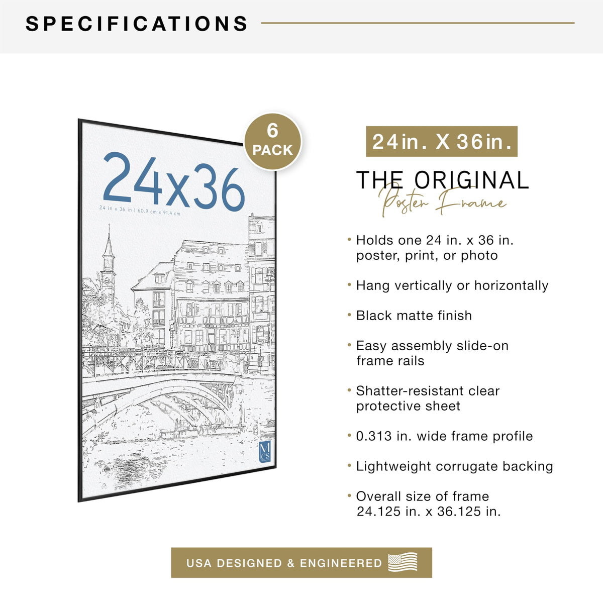 MCS Original 24x36 packaging image emphasizes safe delivery protection