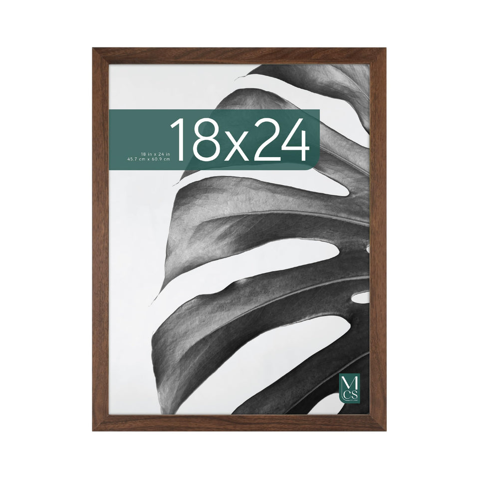MCS Studio Gallery 18x24 frame shows walnut woodgrain in front view for elegant wall display.