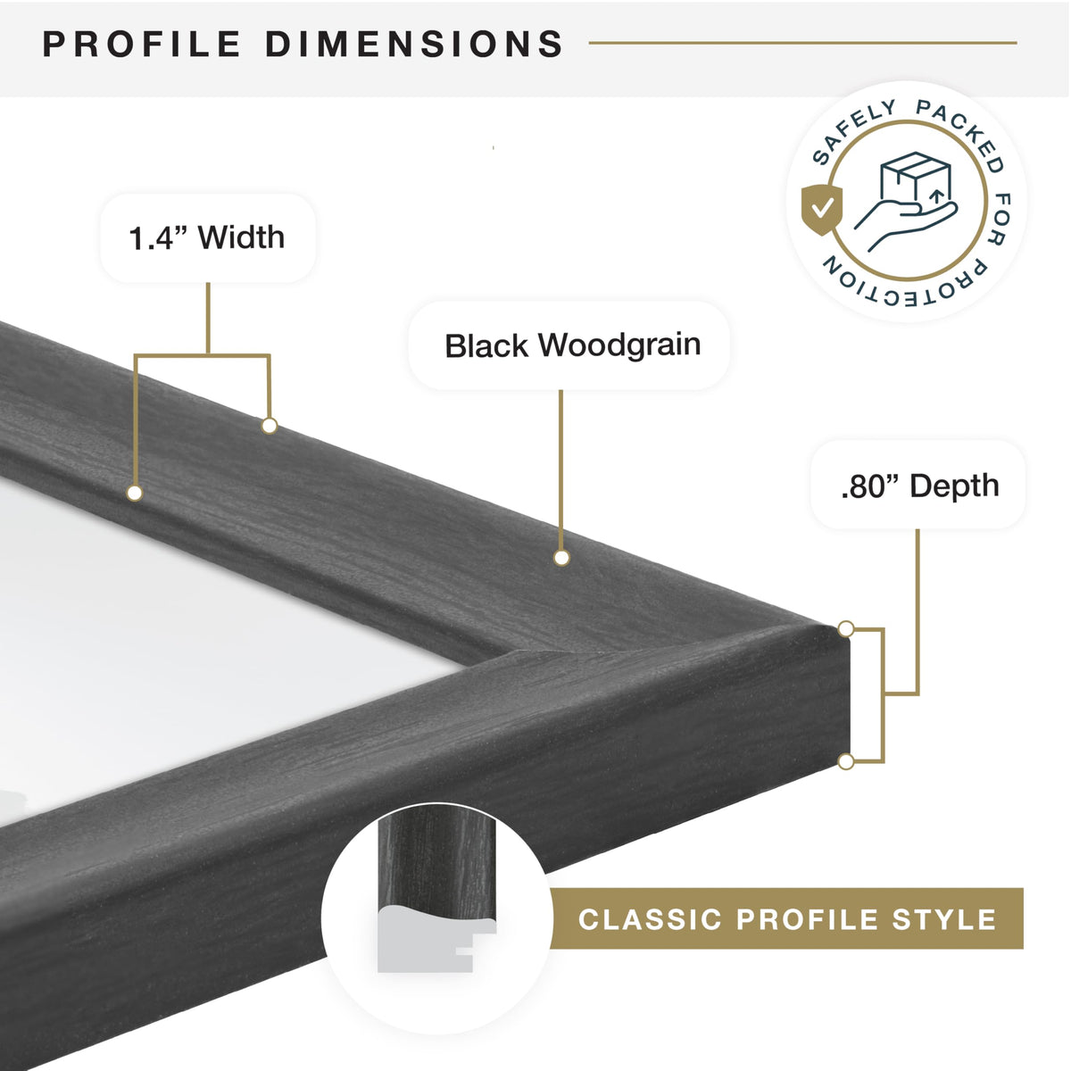 MCS Studio Gallery Classic 16x20 frame attached sawtooth hangers enable vertical or horizontal mounting