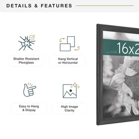 MCS Studio Gallery Classic frame's black woodgrain finish complements diverse decor styles for living rooms and galleries