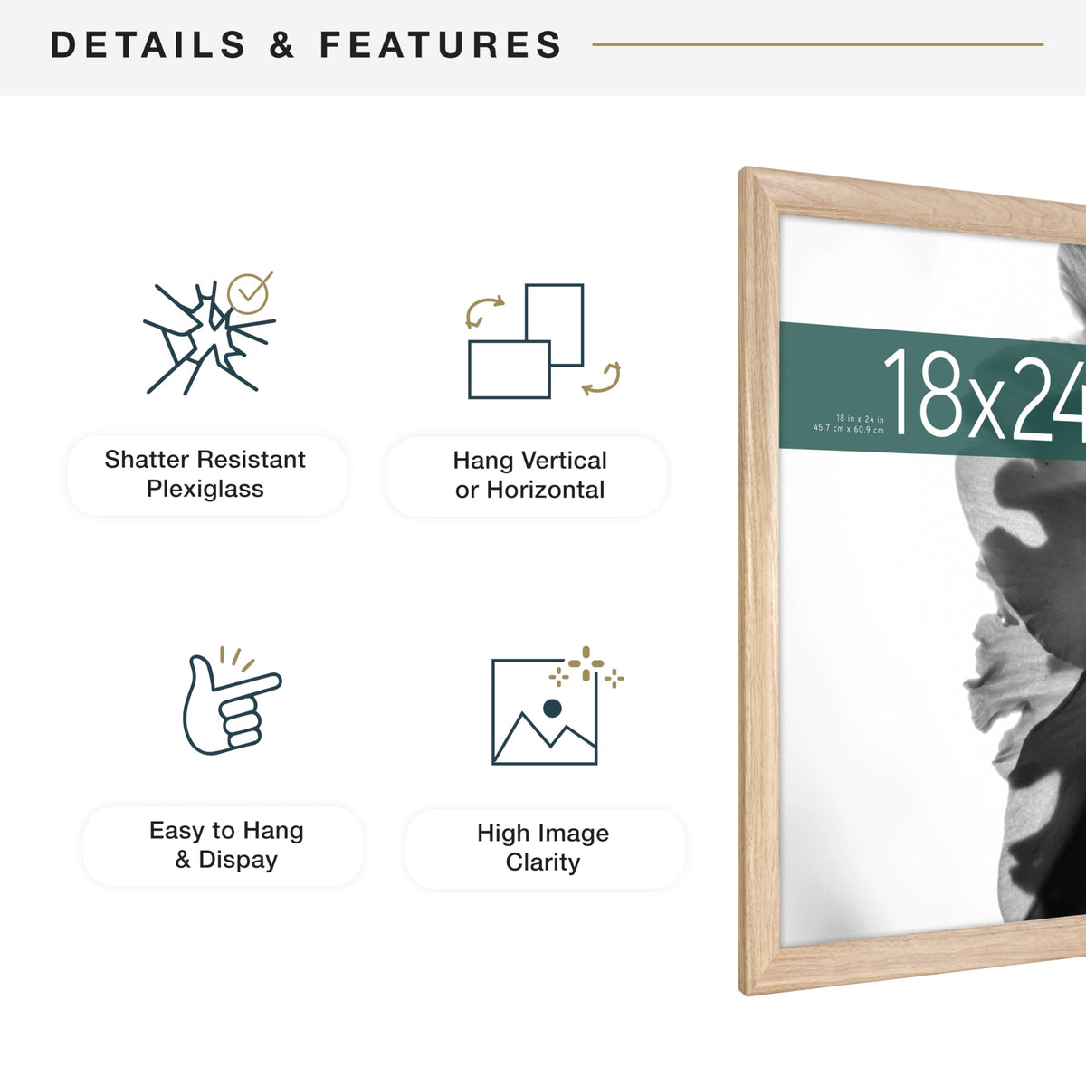 Horizontal hanging option ideal for gallery-style walls.
