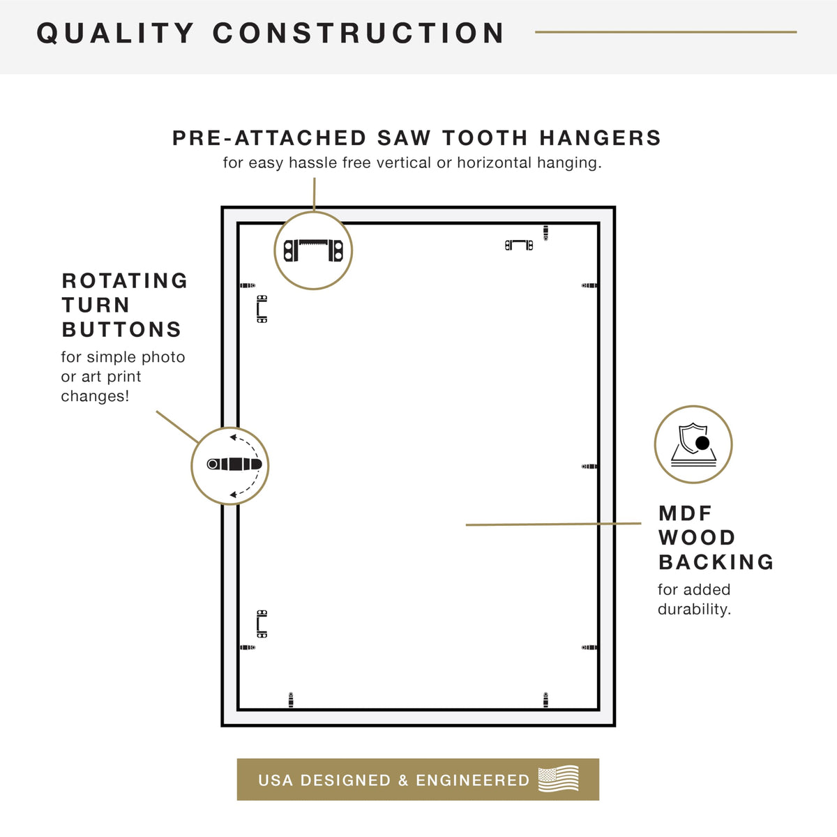 MCS Studio Gallery frame showing a slim one-quarter inch profile on wall.