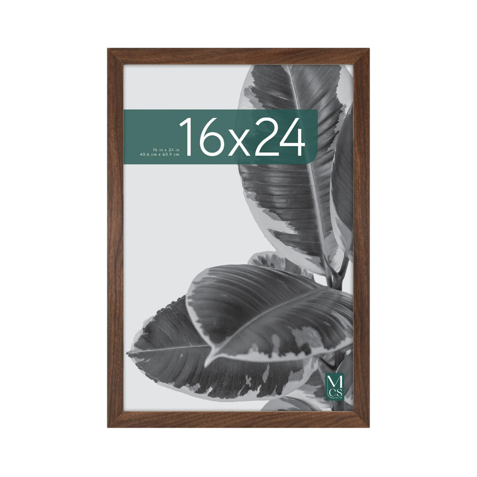 MCS Studio Gallery frame front view in walnut woodgrain highlighting memories