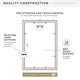 MCS Studio Gallery sawtooth hangers support vertical or horizontal hanging