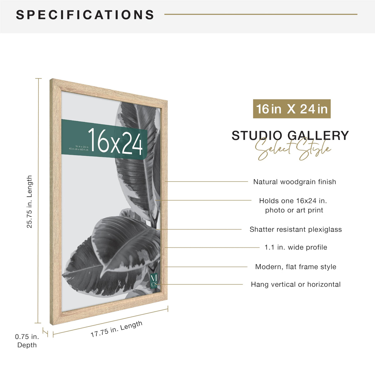 MCS Studio Gallery vertical hanging option ideal for tall prints and hallway galleries.