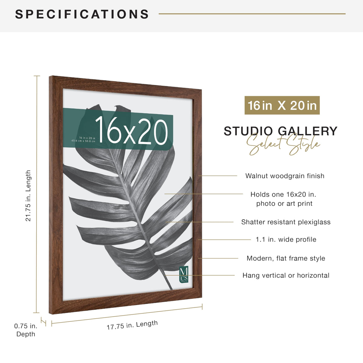 MCS Studio Gallery woodgrain close-up highlights walnut texture and durable MDF construction.