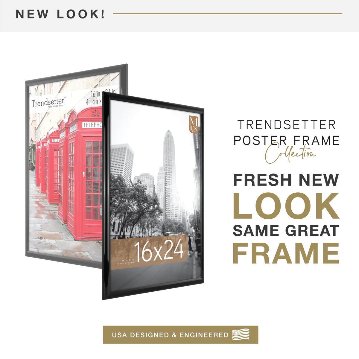 MCS Trendsetter 16x24 frame side profile illustrating slim 1-inch frame for organized decor
