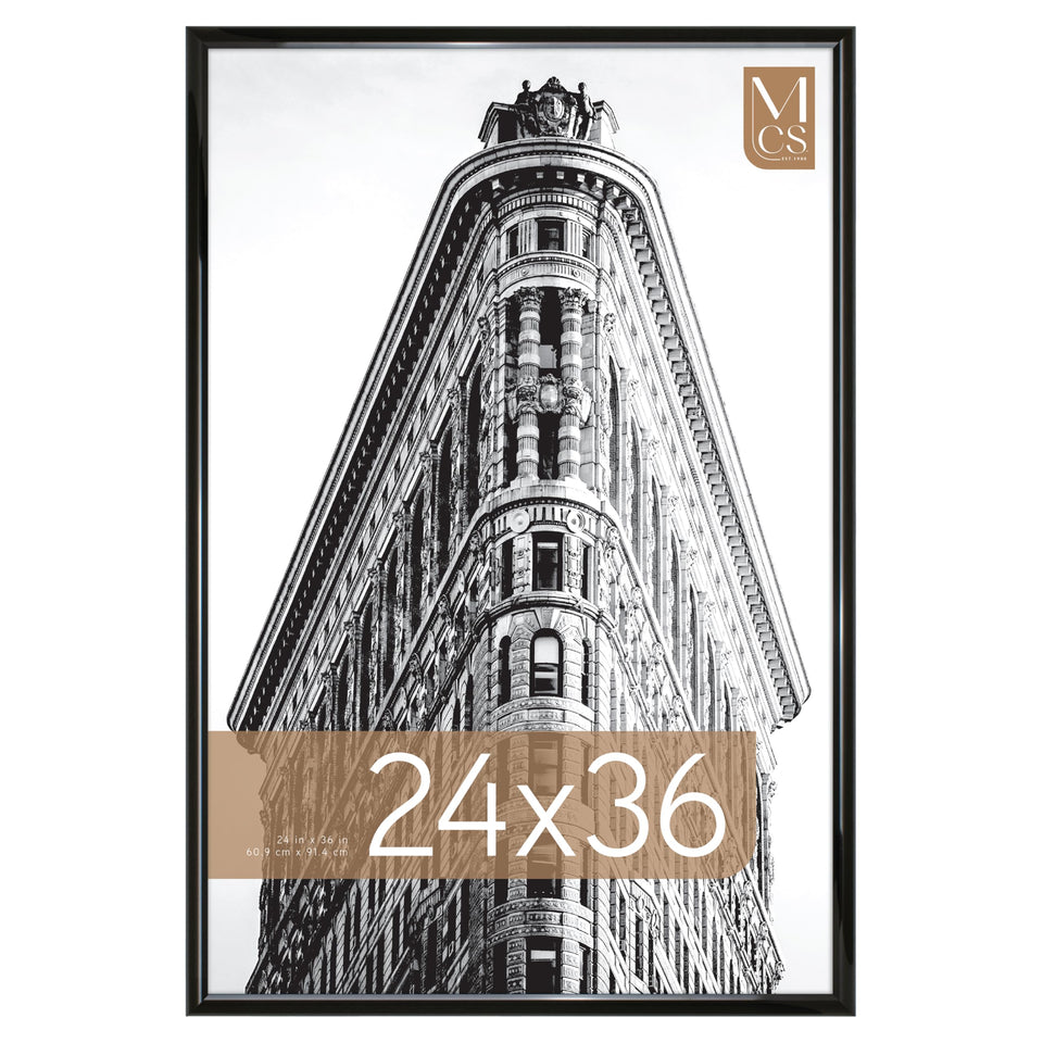 MCS Trendsetter frame front view with sleek black high-gloss finish for modern displays