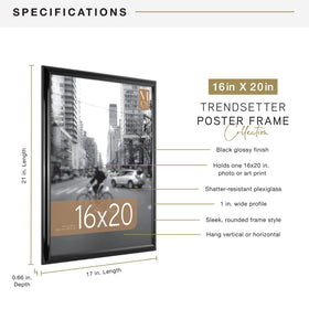MCS Trendsetter frame black hinged hangers support vertical or horizontal mounting.
