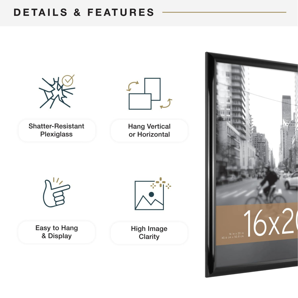 MCS Trendsetter frame black outer dimensions 17x21 inches for accurate framing.