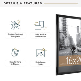 MCS Trendsetter frame black outer dimensions 17x21 inches for accurate framing.