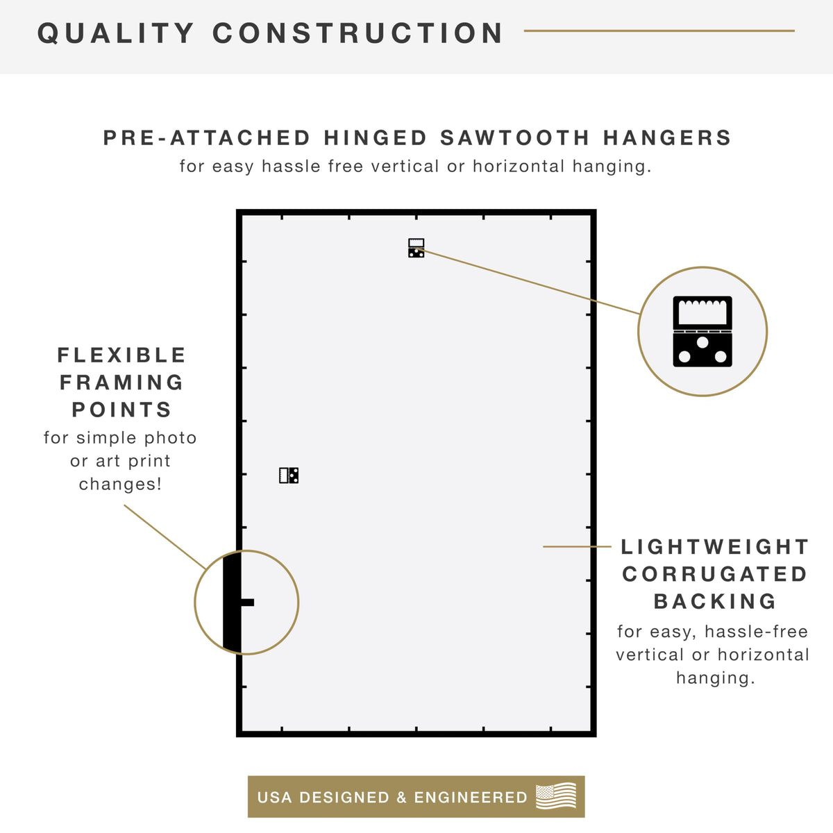 MCS Trendsetter frame mounted horizontally in a gallery setup.