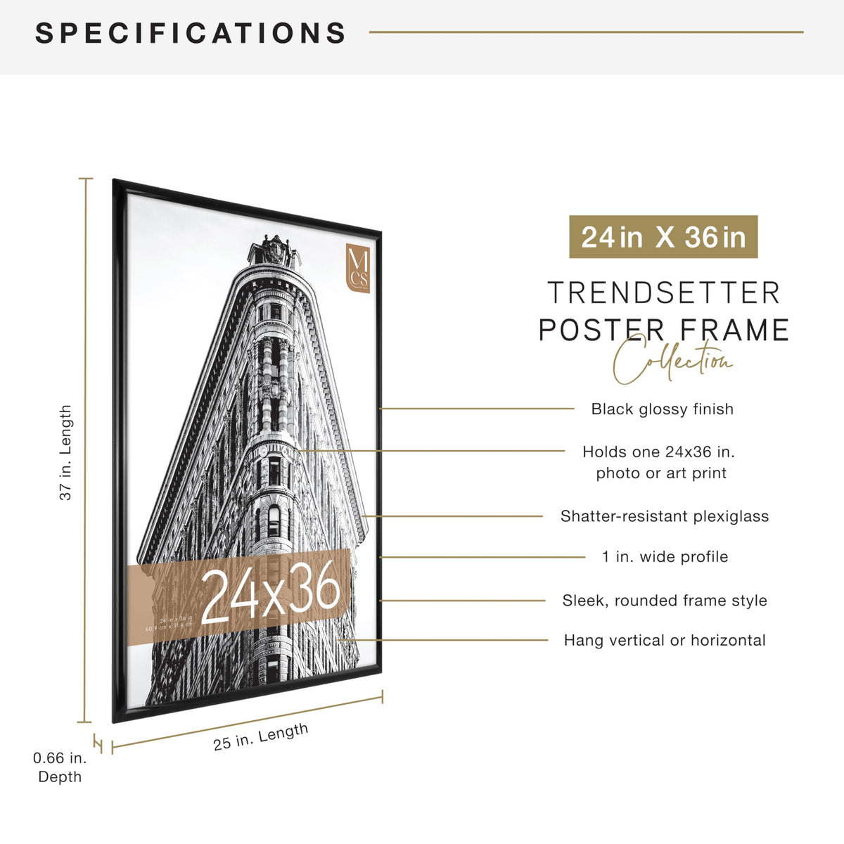 MCS Trendsetter hinged hangers enable quick vertical or horizontal wall mounting