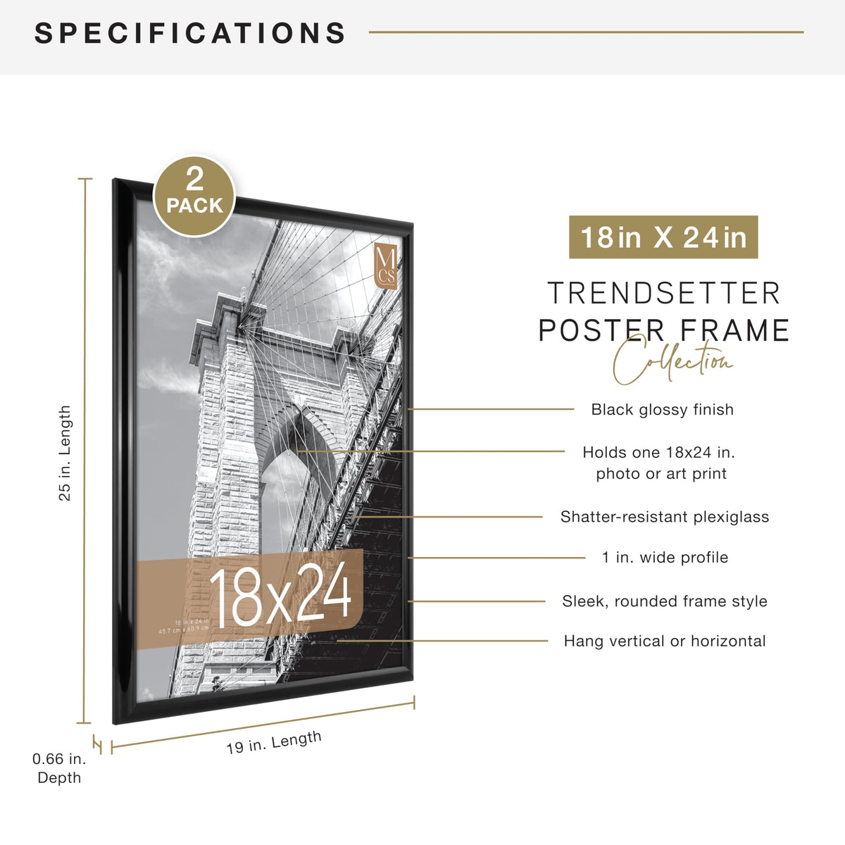 Clear styrene front protects artwork during handling for the MCS Trendsetter frame