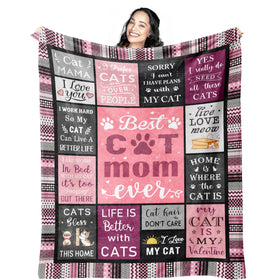 Mcurore cat mom blanket close-up fabric detail showing plush softness