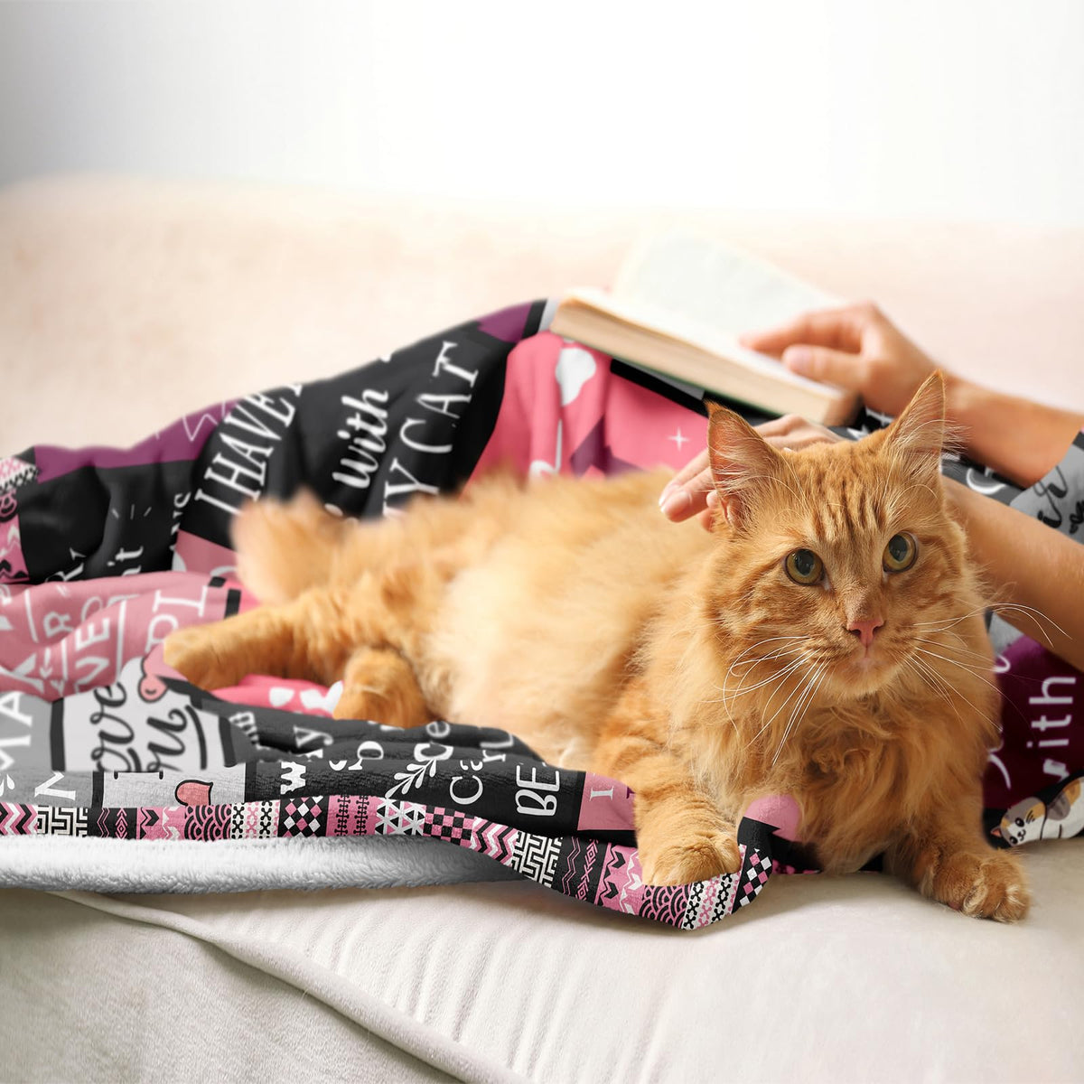 Mcurore cat mom blanket on couch as cozy home accessory