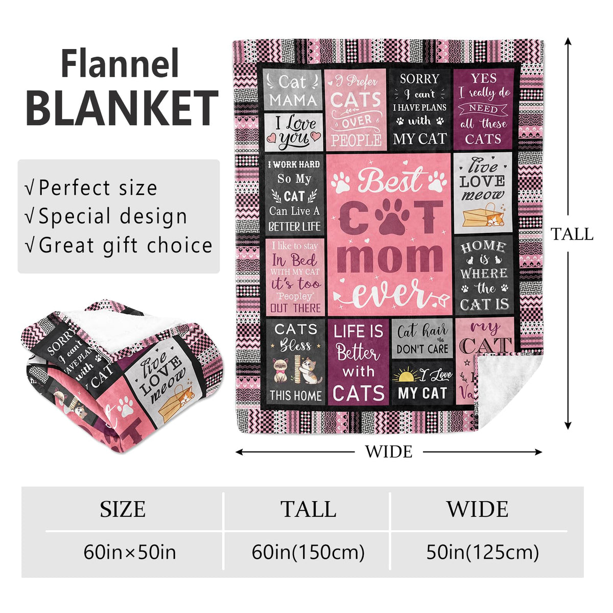 Mcurore cat mom blanket soft material highlighted for warmth