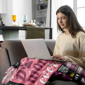Mcurore dog mom blanket outdoors-ready for camping or picnics.