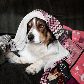 Mcurore dog mom blanket fabric detail highlights softness and durability.
