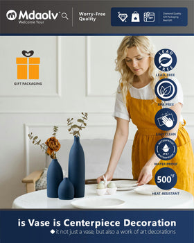 Mdaolv matte blue small vase perfect for delicate fresh stems accent.