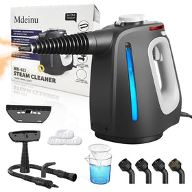 Mdeinu pressurized handheld steam cleaner front view showing compact versatility for home cleaning