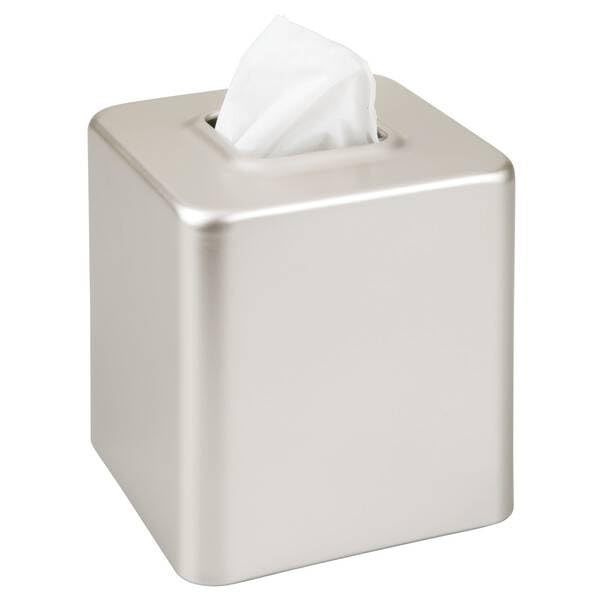 MDesign steel square tissue box cover fits standard tissue boxes on desks.