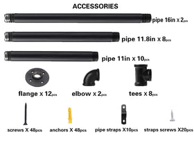 Mdjwjj black matte pipes and brackets creating stylish, space-saving storage