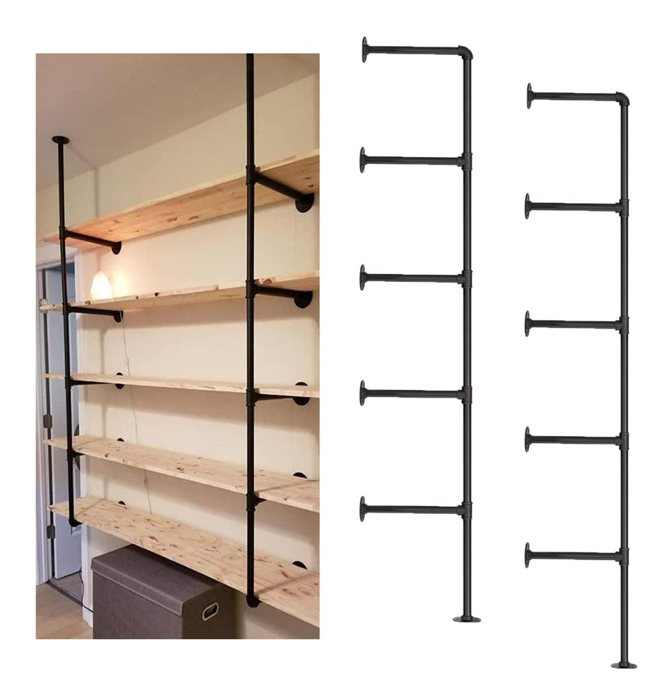 Mdjwjj wall-mount pipe shelf brackets in black matte finish for sturdy storage
