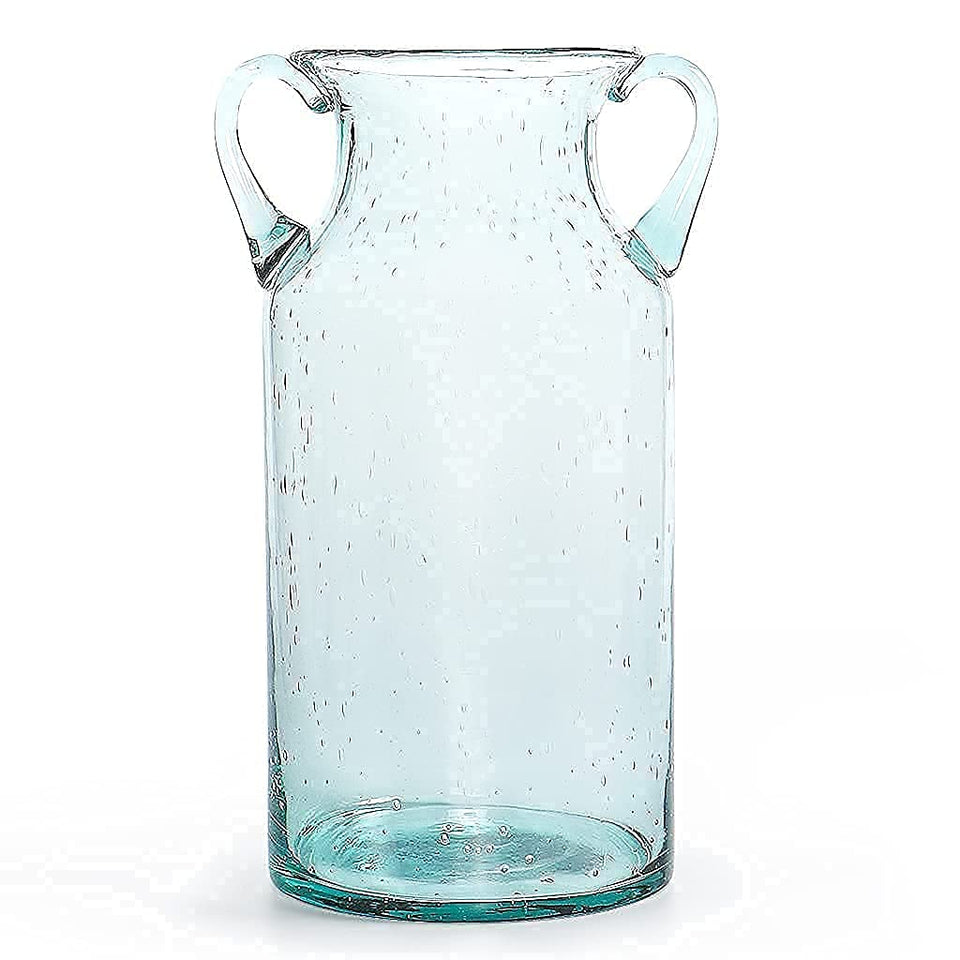 MDLUU bubble glass vase with handles, 11-tall, ideal for elegant table décor.
