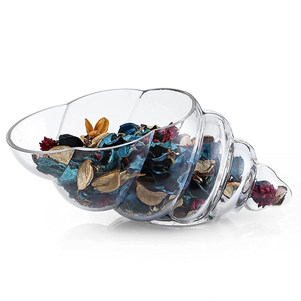 MDLUU Glass Shell Vase 11-inch front view for a stable coastal display.
