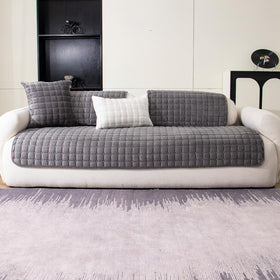 MDSASFD velvet couch cover dark grey fabric complements decor.