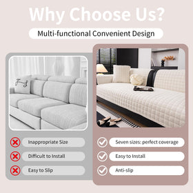 MDSASFD Velvet Couch Cover L-shaped compatibility for 3-cushion and recliner